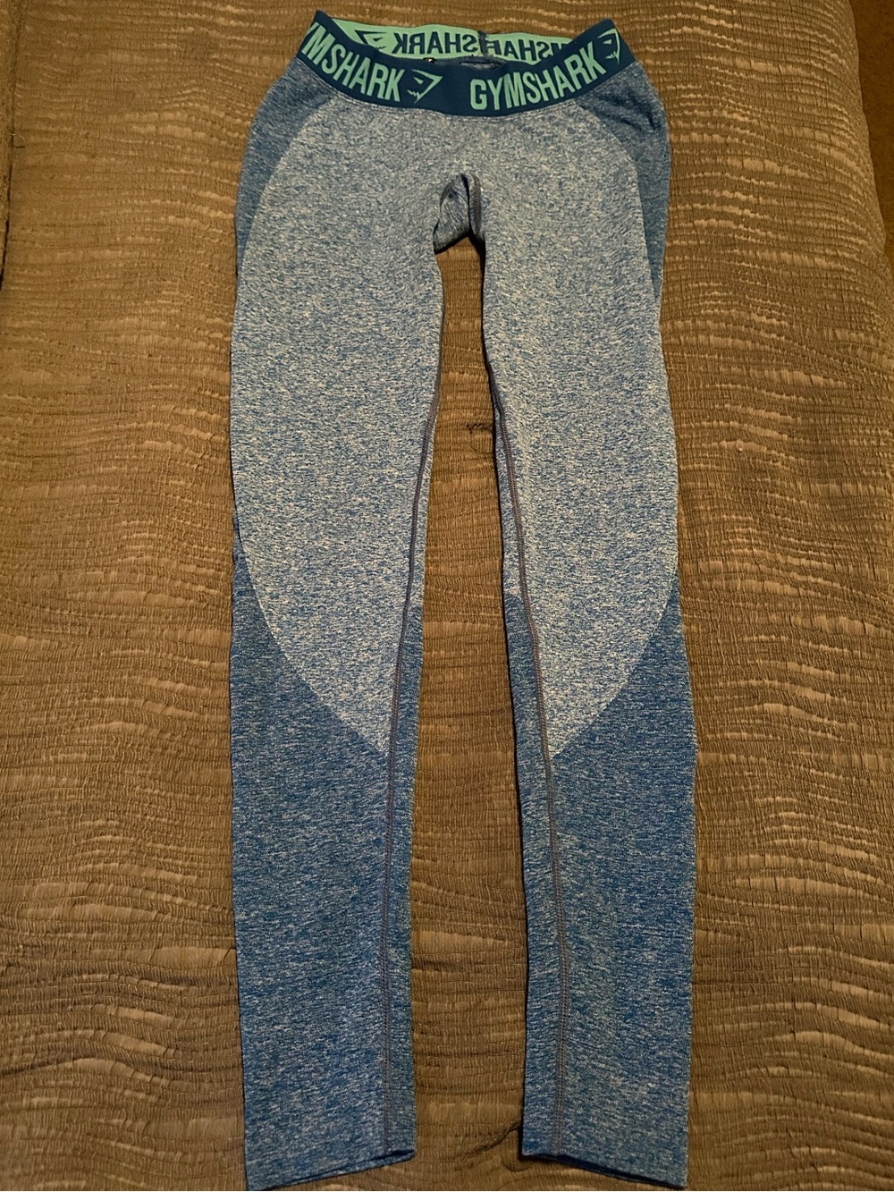 Gymshark Blue and Teal Branded Waistband Workout Leggings